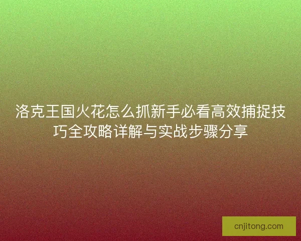洛克王国火花怎么抓新手必看高效捕捉技巧全攻略详解与实战步骤分享